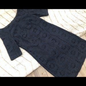 Adrianna Papell Navy Lace Overlay Sheath Dress Sz2